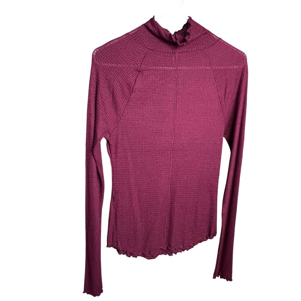 Free People Deep Red Ribbed Long Sleeve Top - Picture 9 of 10